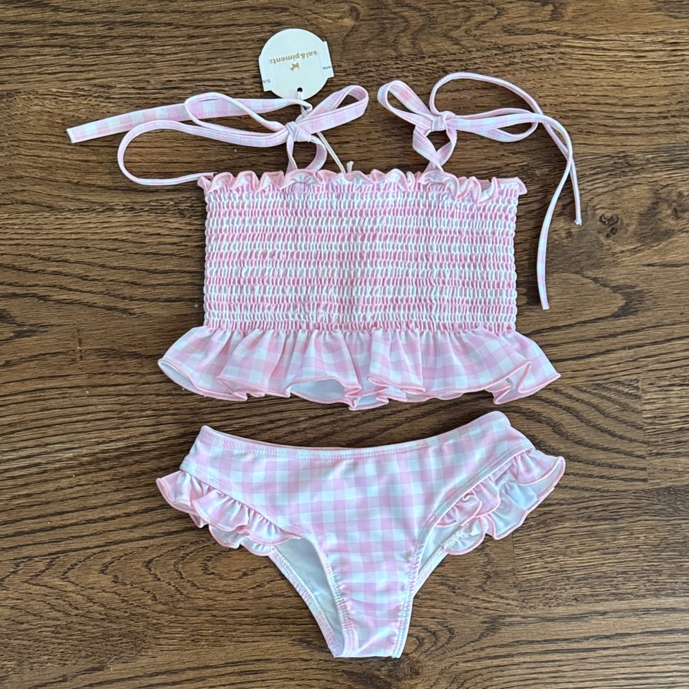 SAL & PIMENTA GINGHAM PINK BIKINI NEW WITH TAGS